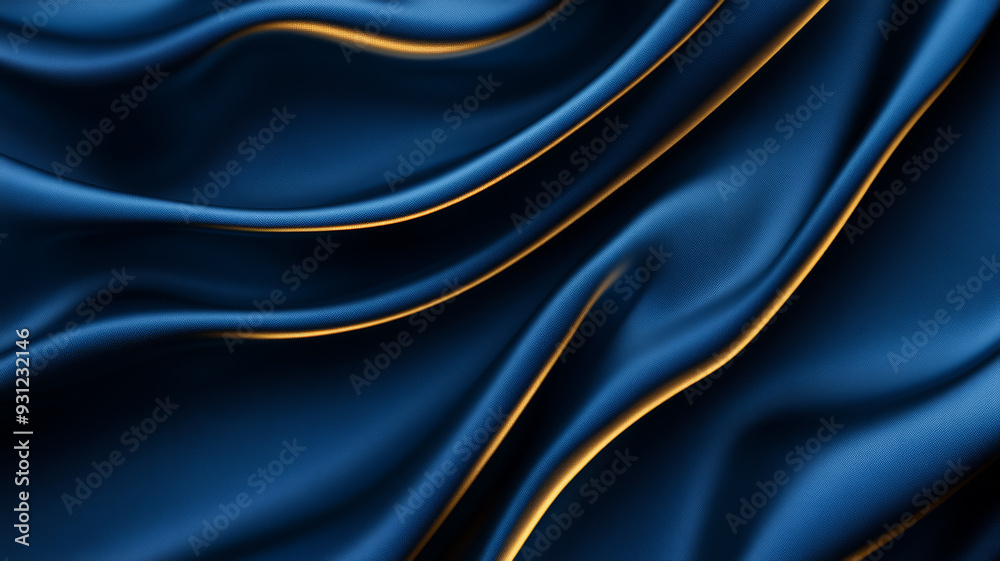Obraz premium Royal blue velvet with sleek folds and golden accents abstract background for Engineers Day luxurious and precise symbolizing innovation and craftsmanship 
