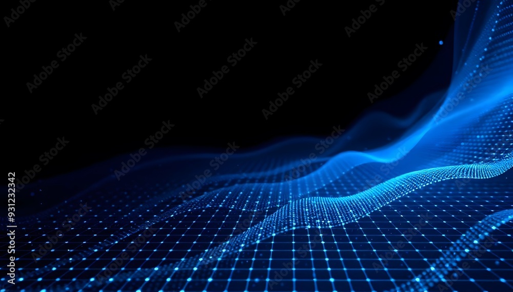 A futuristic, abstract background with a grid of glowing blue lines and dots, creating a sense of depth and technology A futuristic, abstract background with a grid of glowing blue lines and dots, creating a sense of depth and technology