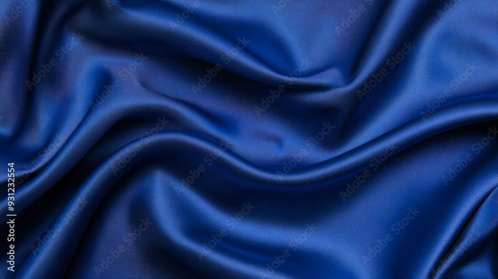 Fototapeta premium Soft royal blue velvet with flowing folds and a touch of silver luxurious abstract background ideal for New Years Eve themes elegant and festive texture 