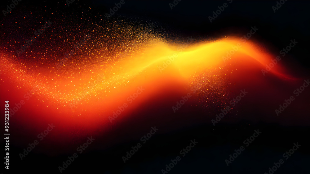 Abstract wave of orange and yellow particles on a dark background. Abstract wave of orange and yellow particles on a dark background.