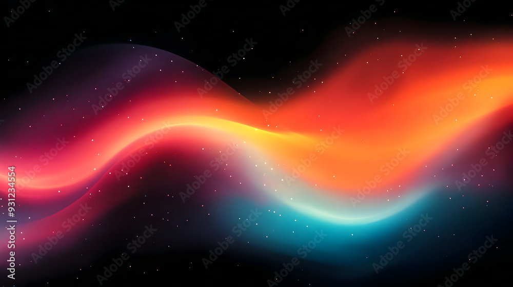 Abstract wave of vibrant colors against a dark background.