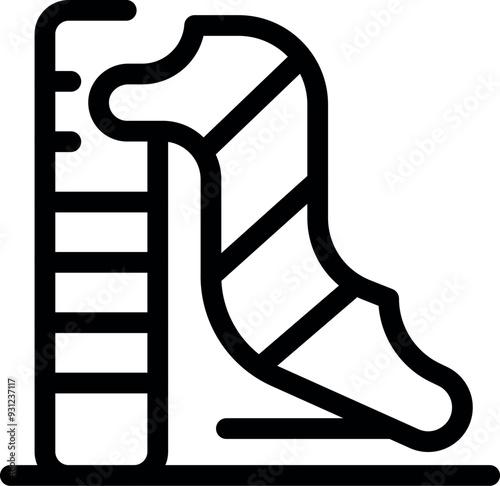 Simple line icon representing an aquapark slide for playful descent into the water
