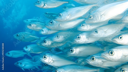 Swirling schools of fish blanket a reef, their fluid movements creating a seamless, colorful underwater carpet.