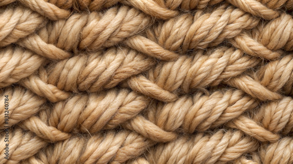 Thick Braided Rope Texture, Rustic Natural Fiber Close-Up Thick Braided Rope Texture, Rustic Natural Fiber Close-Up
