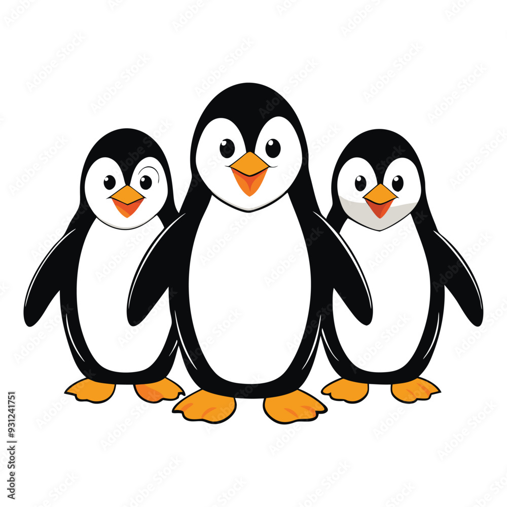 Obraz premium penguins white background vector illustration