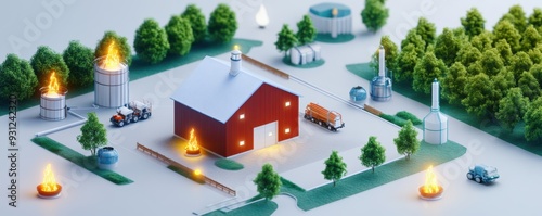 methane gas sensors placed around a barn, highlighting their flammable detection capabilities