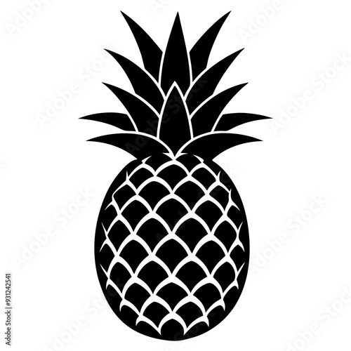  Pineapple black silhouette on white background