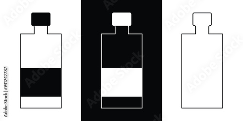 Plastic bottle icon in flat, line style set. isolated on white background. design Plastic water bottle. collection for a Container water bottle sign vector for apps and website in eps 10.