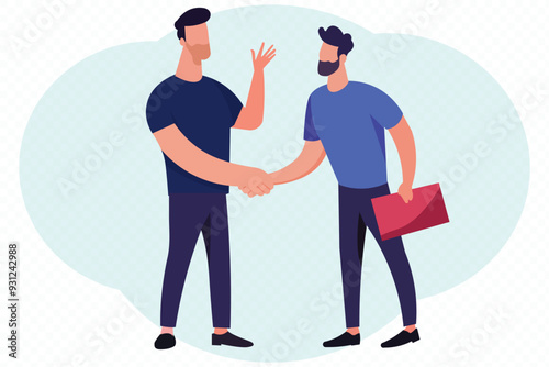 trust abstract concept vector illustration. Men shake hands, successful deal, business etiquette and honesty, corporate culture, company rules, thanks for the 