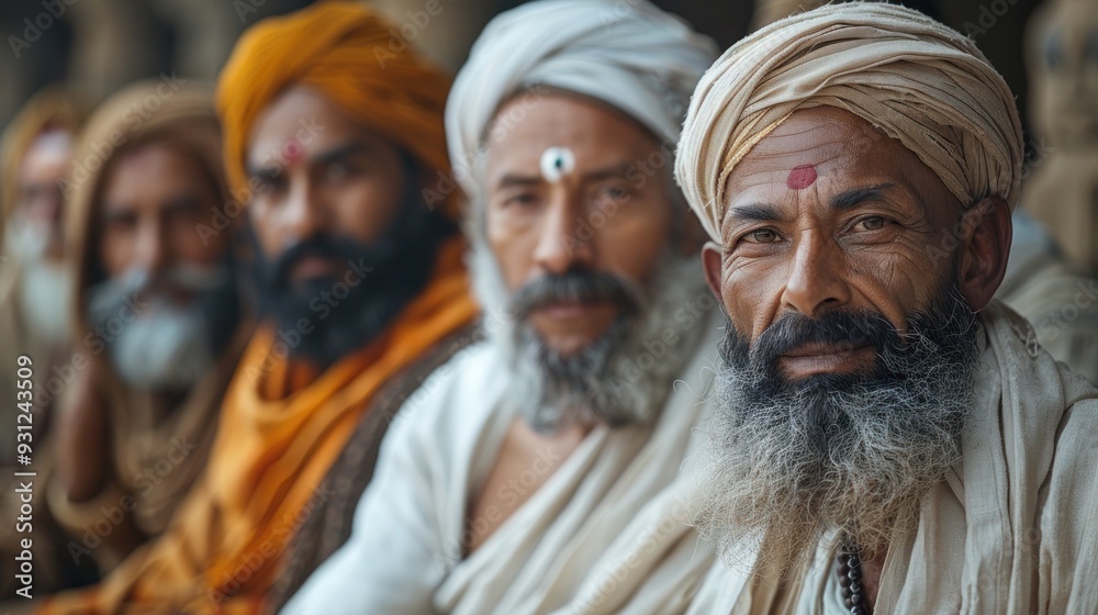 Portrait of Devout Religious Leaders in Traditional Attire with Focus on Spirituality and Cultural Heritage Portrait of Devout Religious Leaders in Traditional Attire with Focus on Spirituality and Cultural Heritage