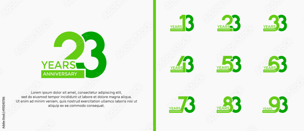 anniversary logo style set with green color can be use for celebration moment anniversary logo style set with green color can be use for celebration moment