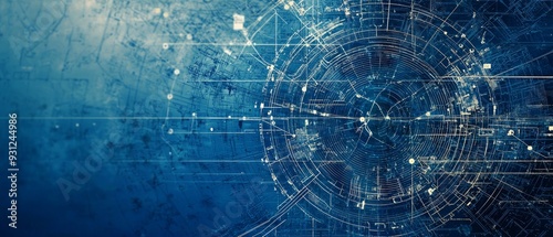 Obraz na płótnie Blueprint for futuristic tech, Generative AI