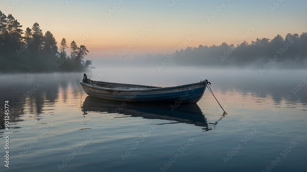 sunrise, a boat on the lake sunrise, a boat on the lake
