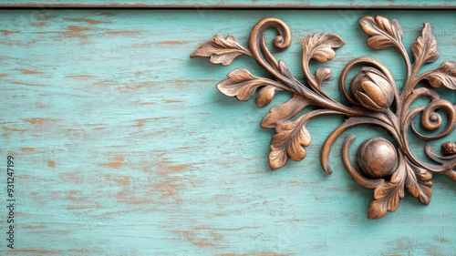 A weathered bronze filigree pattern with hints of verdigris, adding a touch of history and character. photo