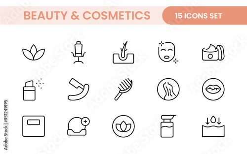 Organic Beauty and Cosmetics product outline icon set. editable line icon collection.