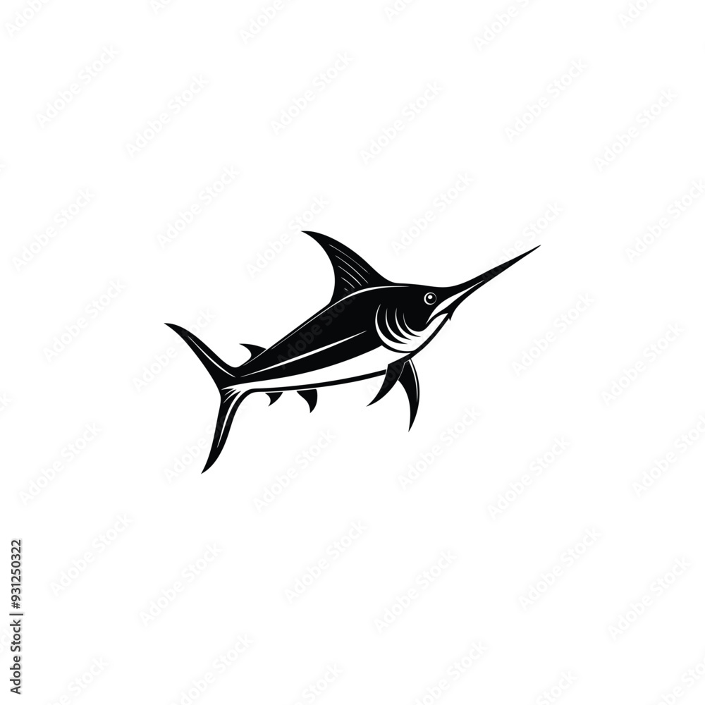 Broadbills fish sword like snout isolated swordfish monochrome icon. Broadbills fish sword like snout isolated swordfish monochrome icon.