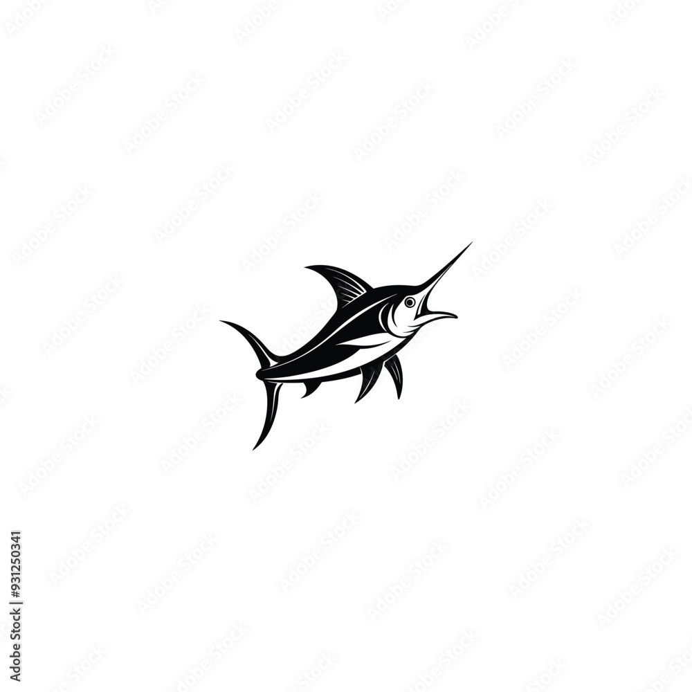 Broadbills fish sword like snout isolated swordfish monochrome icon. Broadbills fish sword like snout isolated swordfish monochrome icon.