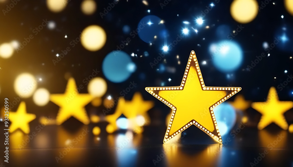 A big yellow star in space with a bunch of other gleaming and shining A big yellow star in space with a bunch of other gleaming and shining