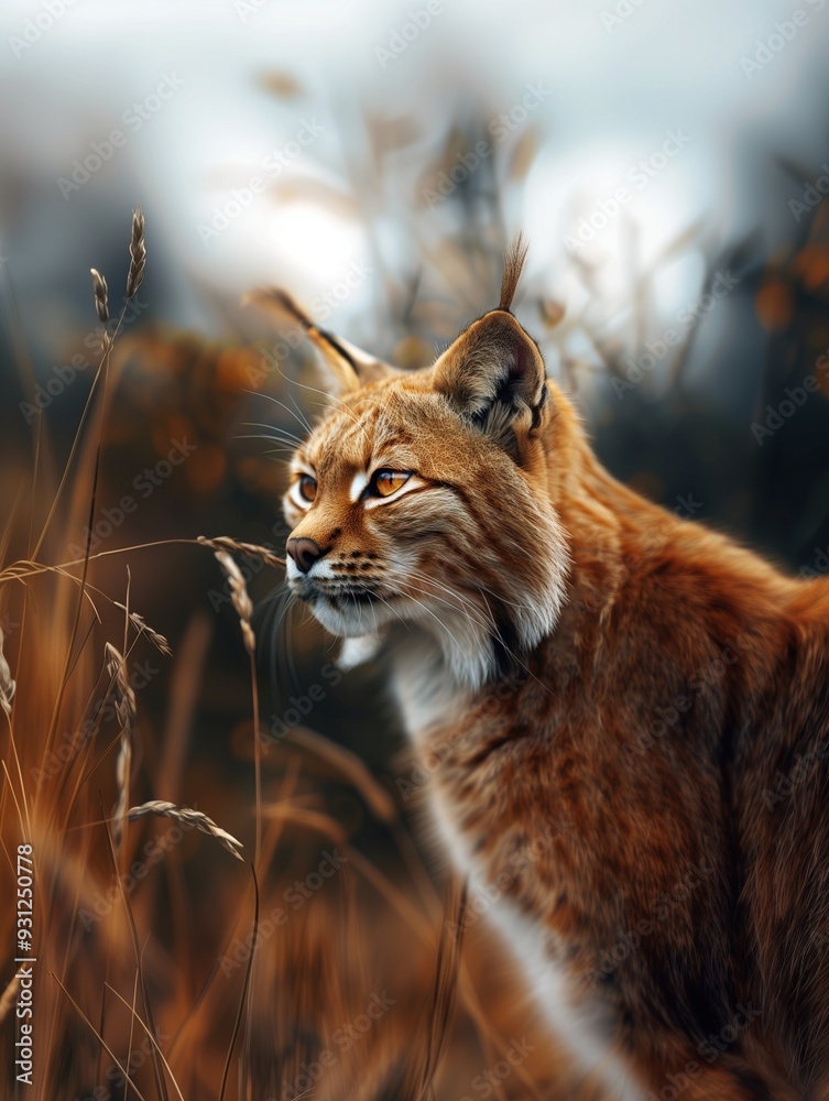 Fototapeta premium Sand Cat, Felis margarita, Desert Wildcat Close Up Portrait in Temperate Forest