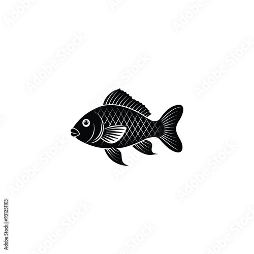 Beautiful vector hand drawn lavender fish Illustration