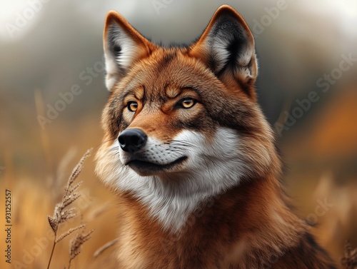 Detailed Close Up of Maned Wolf, Chrysocyon brachyurus, in Natural Habitat photo