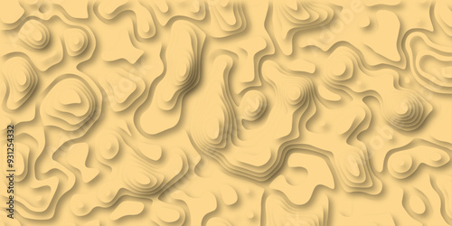 3D Woodcut Stylized Brown woody topographic contour scheme and terrain. Abstract lines or wavy backdrop background. Topography grid map. Geographic line mountain relief. Contour map background.