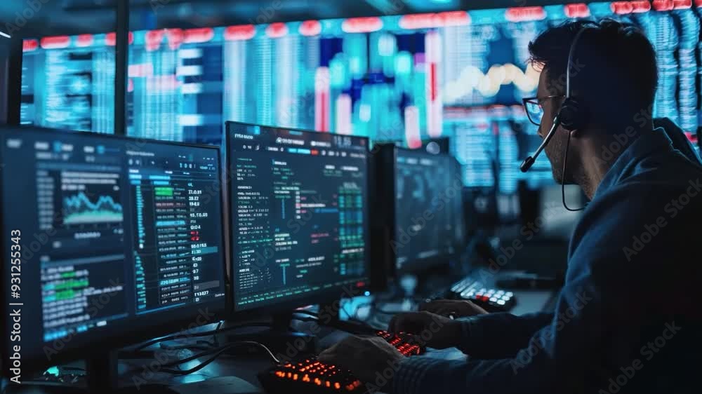 Cybersecurity team monitoring financial transactions, showcasing the importance of security Cybersecurity team monitoring financial transactions, showcasing the importance of security