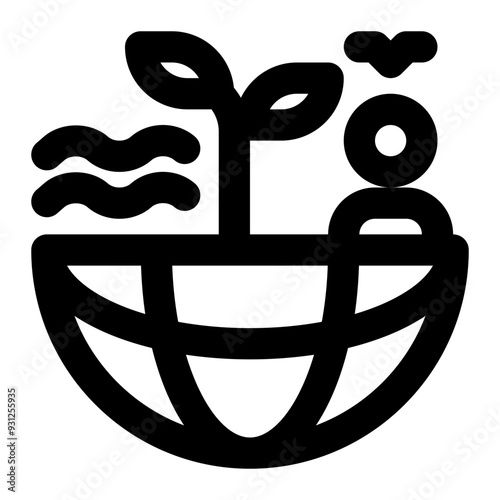 biosphere, ecosphere, ecosystem, geography, biogeography, biology outline icon