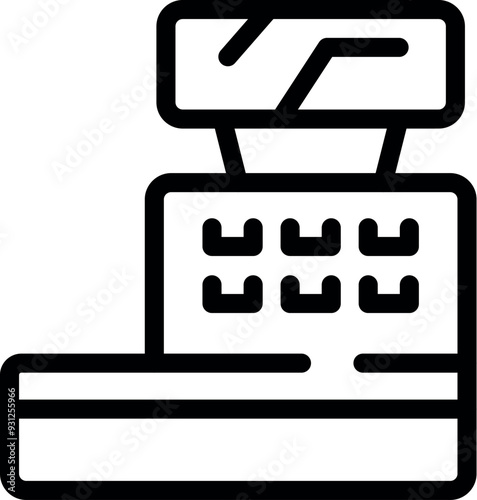 Simple icon of a cash register with buttons and a digital display