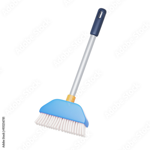 blue broom 3d illustration