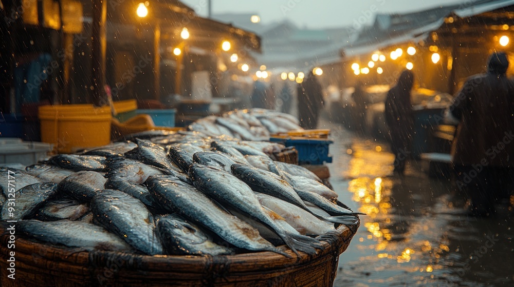 Fresh Fish Market in the Rain Fresh Fish Market in the Rain