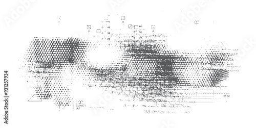 Grunge noise texture. Noise destroyed logo. Vector shapes with a halftone dots screen print texture.  