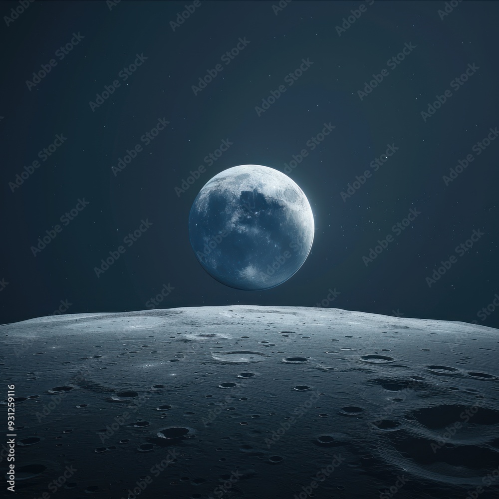 Full Moon Over a Cratered Lunar Landscape Full Moon Over a Cratered Lunar Landscape