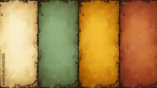 Four empty vintage tin signs background photo