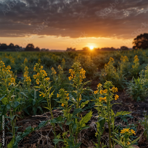 wild grass and sunrise