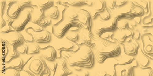 3D Woodcut Stylized Brown woody topographic contour scheme and terrain. Abstract lines or wavy backdrop background. Topography grid map. Geographic line mountain relief. Contour map background.