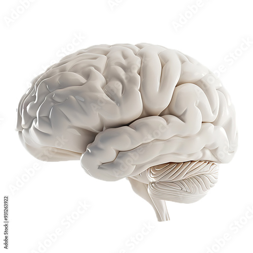 3d render brain icon on transparent background