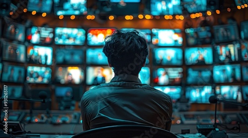 Observer in Control Room with Multiple Screens