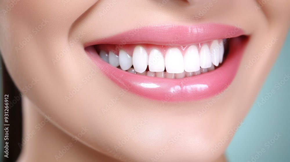 Beautiful female smile after teeth whitening procedure. Dental care. Dentistry concept. Neural network ai generated art Beautiful female smile after teeth whitening procedure. Dental care. Dentistry concept. Neural network ai generated art