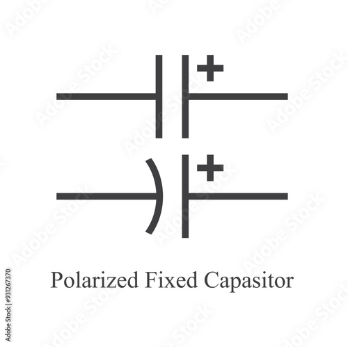 symbol of capacitor, electronic element, vector art.