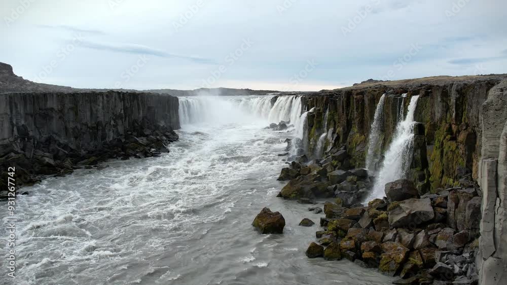 Dettifoss - Iceland's most powerful waterfall view from above 4K UHD Dettifoss - Iceland's most powerful waterfall view from above 4K UHD