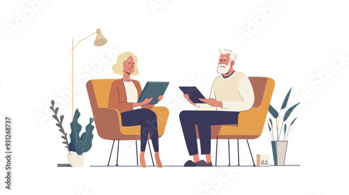 Elderly couple using a tablet to organize their retirement plans, feeling confident and connected. --ar 16:9 --v 6.1 Job ID: 124ac7a5-f184-4b09-9df3-11e30321753e