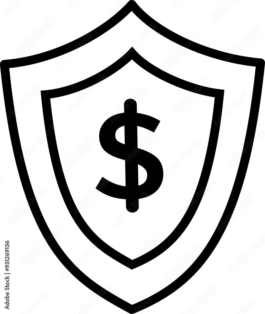 Dollar Shield vector icon. Financial security icon. Replaceable vector design. Dollar Shield vector icon. Financial security icon. Replaceable vector design.