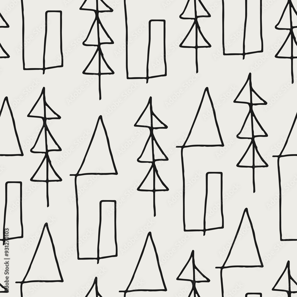 Seamless pattern of cute houses and trees. Template for Notebook covers, pattern for wallpapers, textile etc. Doodle vector illustration. Childish naive art style Seamless pattern of cute houses and trees. Template for Notebook covers, pattern for wallpapers, textile etc. Doodle vector illustration. Childish naive art style