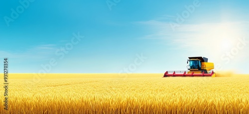 A large golden wheat field with a blue sky and white clouds