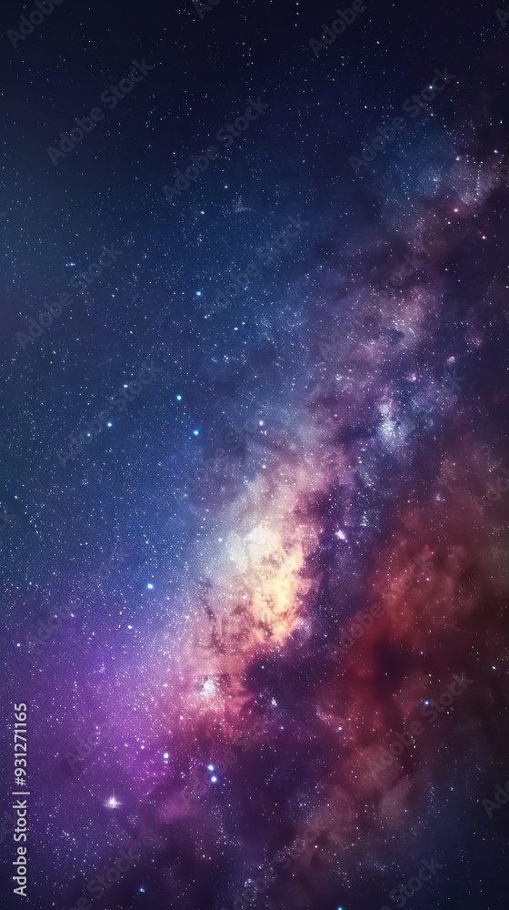 Naklejka premium Celestial Tapestry: A Cosmic Landscape of Stars and Nebulae