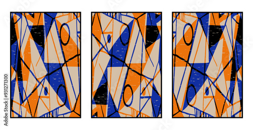Set of 3 Abstract pattern. Illustration for printing on wall decorations. For use in graphics.