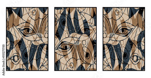 Set of 3 Abstract pattern. Illustration for printing on wall decorations. For use in graphics.