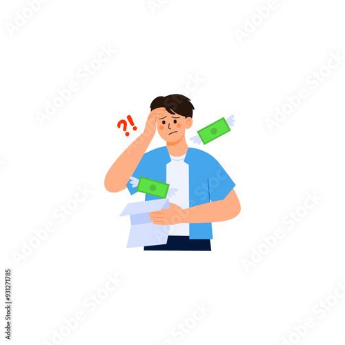 Financial Struggle Character 2 Men Holding Bills 1