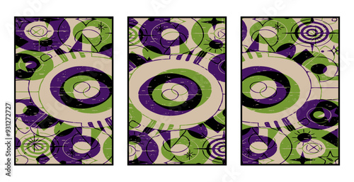 Set of 3 Abstract pattern. Illustration for printing on wall decorations. For use in graphics.